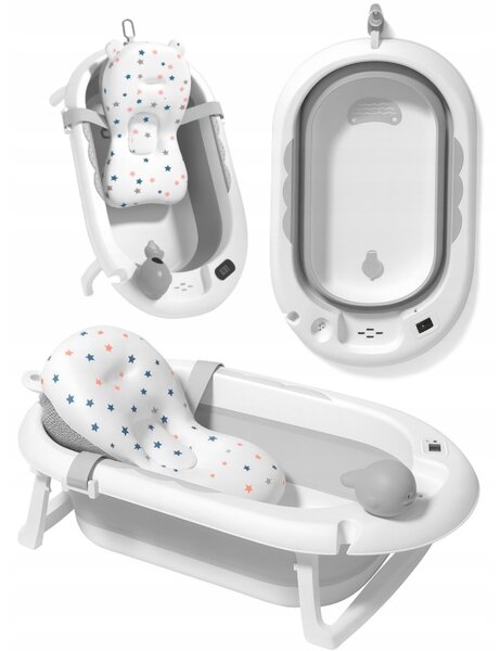 Cada de baie pliabilă pentru copii VAIANA PREMIUM cu pernă - mai multe culori Albastru