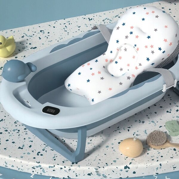 Cada de baie pliabilă pentru copii VAIANA PREMIUM cu pernă - mai multe culori Albastru