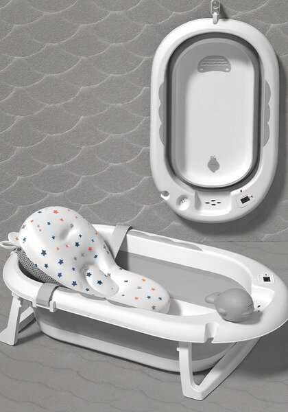 Cada de baie pliabilă pentru copii VAIANA PREMIUM cu pernă - mai multe culori Albastru