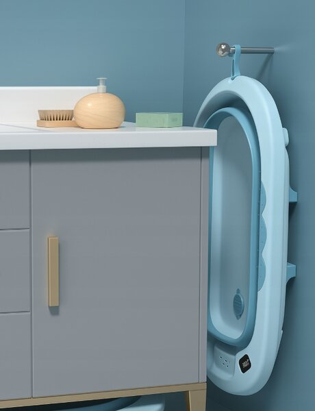 Cada de baie pliabilă pentru copii VAIANA PREMIUM cu pernă - mai multe culori Albastru