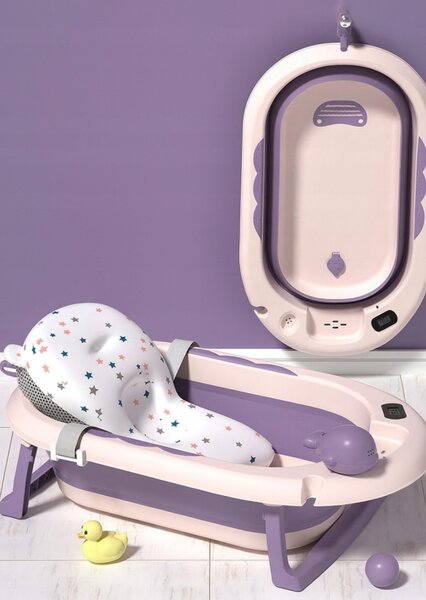Cada de baie pliabilă pentru copii VAIANA PREMIUM cu pernă - mai multe culori Albastru