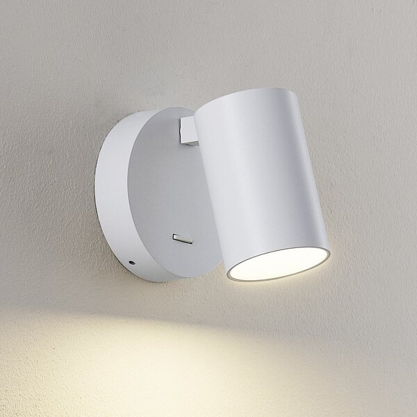 Deko-Light Spot de perete CAN TILT, alb, Ø 10 cm, metal, întrerupător, GU10, Alb, Camera de zi / sufragerie, Aluminiu, Perete rotund