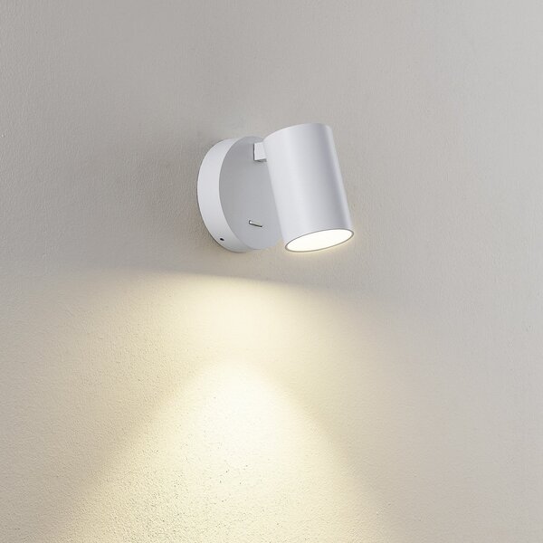 Deko-Light Spot de perete CAN TILT, alb, Ø 10 cm, metal, întrerupător, GU10, Alb, Camera de zi / sufragerie, Aluminiu, Perete rotund