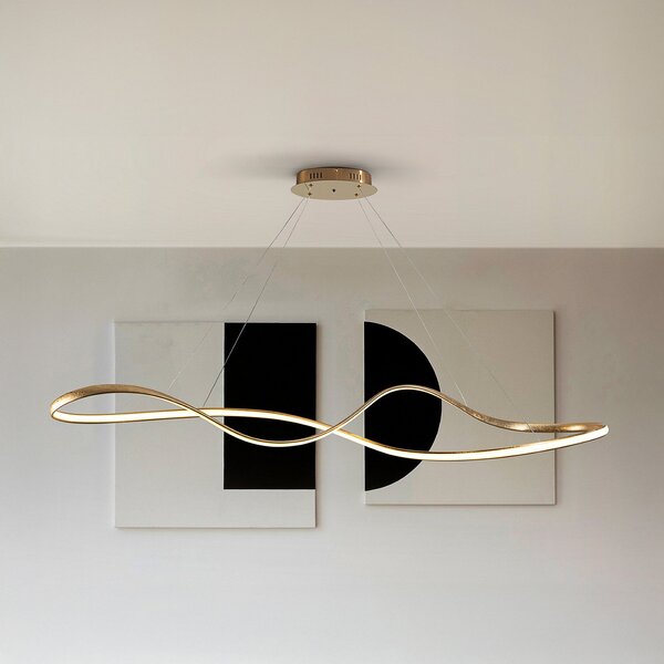 Schuller Valencia Lampă suspendată LED Lia, aurie, CCT, telecomandă, metal, reglabil, Auriu / Alamă, Camera de zi / sufragerie, Metal, Modern