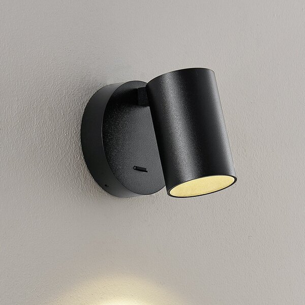 Deko-Light Spot de perete CAN TILT, negru, Ø 10 cm metal GU10 comutator, Negru, Camera de zi / sufragerie, Aluminiu, Perete rotund