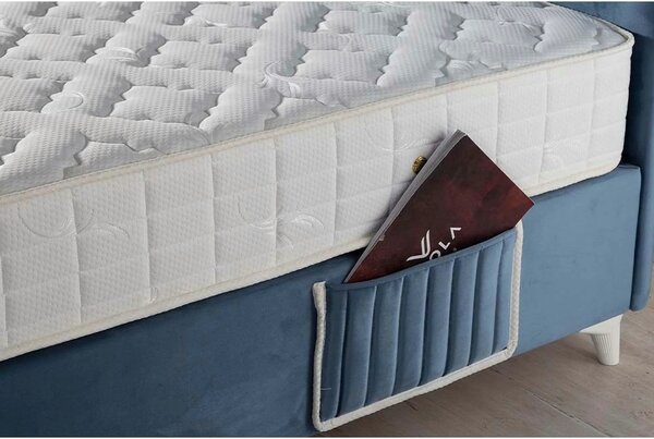 Pat BLUE KIDS 120x200, stofa catifelata albastru deschis - STR 50, cu