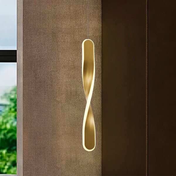 Schuller Valencia Lampă suspendată LED Twist, 1 bec, auriu, metal, Auriu / Alamă, Camera de zi / sufragerie, Metal