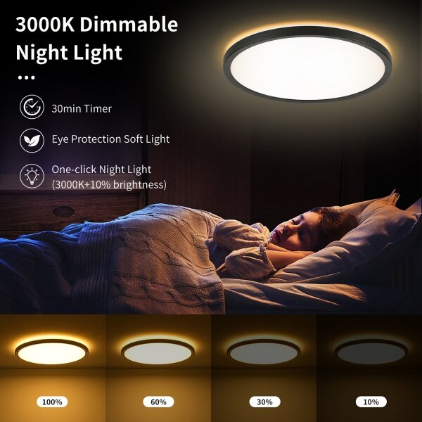 Brilagi - Corp de iluminat LED reglabil ULTRA SLIM, 18W, 230V, diametru 30 cm, negru + telecomandă
