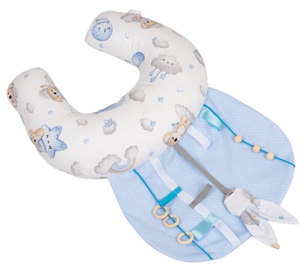 Perna Tummy Time senzoriala pentru bebelusi Kidizi Koala Dreams Blue, dezvoltare motorie, stimulare vizuala si coordonare mana-ochi, 0+ luni