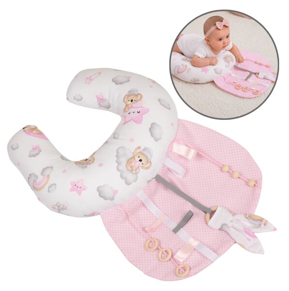 Perna Tummy Time senzoriala pentru bebelusi Kidizi Koala Dreams Pink, dezvoltare motorie, stimulare vizuala si coordonare mana-ochi, 0+ luni