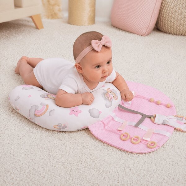 Perna Tummy Time senzoriala pentru bebelusi Kidizi Koala Dreams Pink, dezvoltare motorie, stimulare vizuala si coordonare mana-ochi, 0+ luni