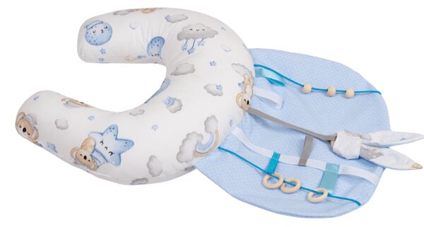 Perna Tummy Time senzoriala pentru bebelusi Kidizi Koala Dreams Blue, dezvoltare motorie, stimulare vizuala si coordonare mana-ochi, 0+ luni