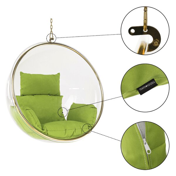 KONDELA Scaun suspendat, transparent/ auriu/ verde, BUBBLE NEW TIP 1