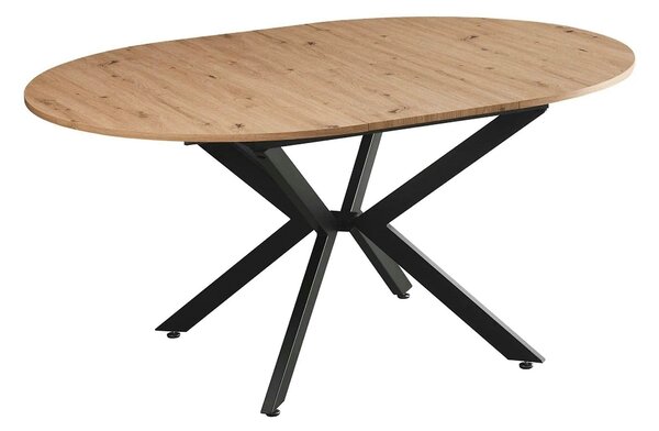 Masa rotunda bucatarie extensibila ABERO TIP 2, stejar artisan/negru