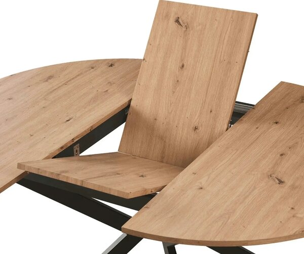 Masa rotunda bucatarie extensibila ABERO TIP 2, stejar artisan/negru