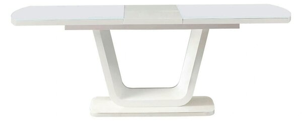 Masa extensibila OLAV, alb, sticla temperata, 160/200x90x75 cm