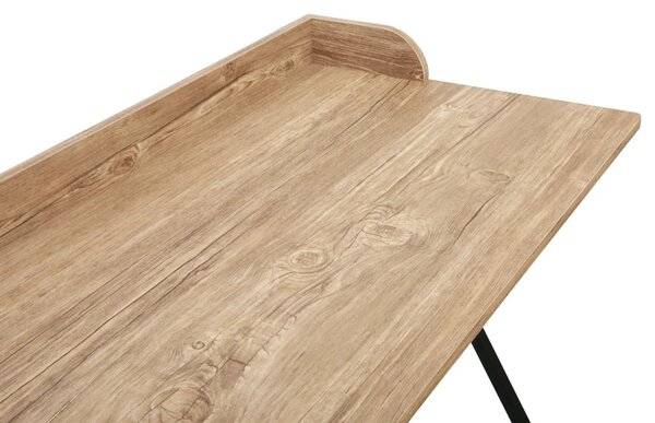 Masa birou OFIS, stejar/negru, DTD laminat/metal, 90x50x79 cm