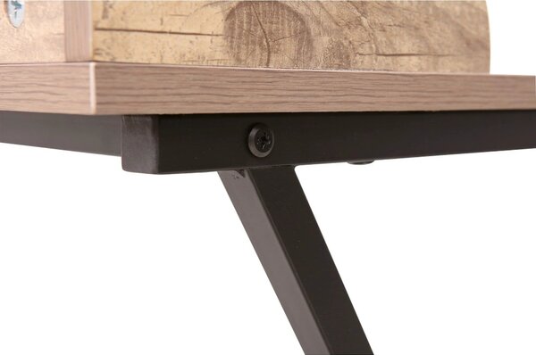 Masa birou OFIS, stejar/negru, DTD laminat/metal, 90x50x79 cm