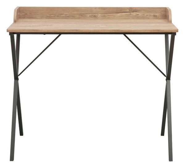 Masa birou OFIS, stejar/negru, DTD laminat/metal, 90x50x79 cm