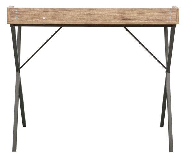 Masa birou OFIS, stejar/negru, DTD laminat/metal, 90x50x79 cm