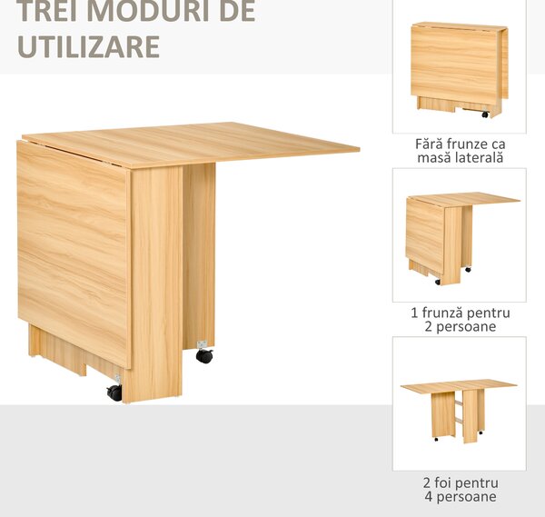 Masa de Pranz Pliabila, Lemn Natural, 140x80x74cm HOMCOM | Aosom Romania
