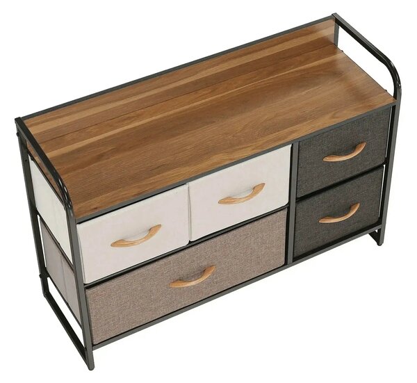 Comoda HAZEL TYP 4, bej/maro/negru, 80x29x79 cm