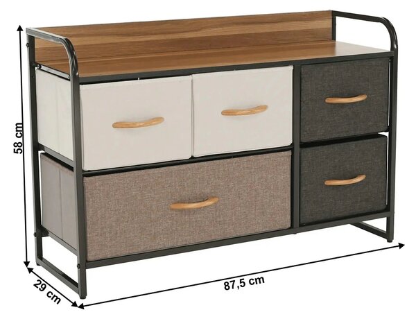 Comoda HAZEL TYP 4, bej/maro/negru, 80x29x79 cm