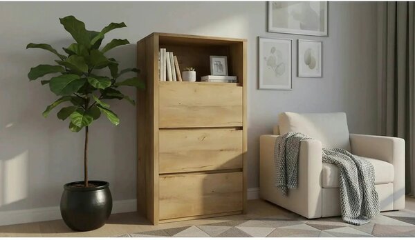 Comoda MONTANA KS3, stejar lefkas inchis, PAL melaminat, 50x46x103 cm