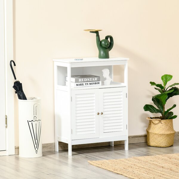 Dulapior pentru baie cu usi cu doua canaturi economie spatiu rezistent la umezeala din MDF alb 60 x 30 x 81.6cm kleankin | Aosom Romania