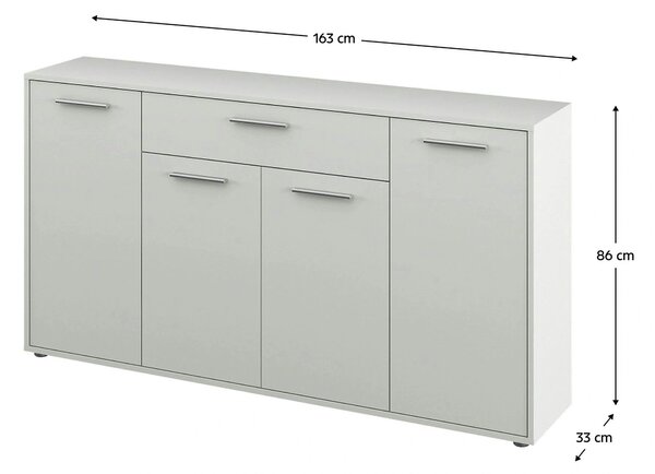 Comoda LUNIA, alb, 163x33x86 cm