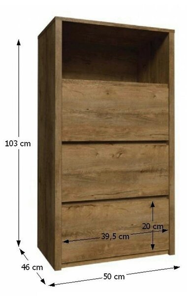 Comoda MONTANA KS3, stejar lefkas inchis, PAL melaminat, 50x46x103 cm