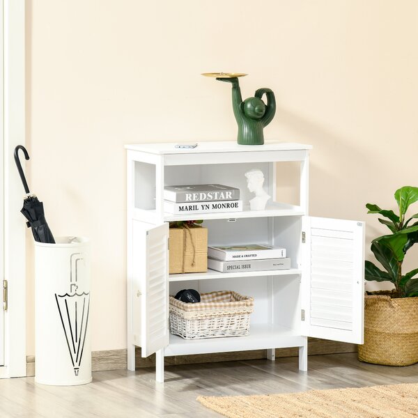 Dulapior pentru baie cu usi cu doua canaturi economie spatiu rezistent la umezeala din MDF alb 60 x 30 x 81.6cm kleankin | Aosom Romania