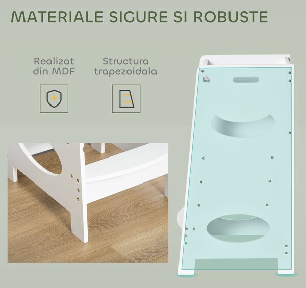 HOMCOM Turn de invatare Montessori pentru Copii, MDF, Alb | Aosom Romania