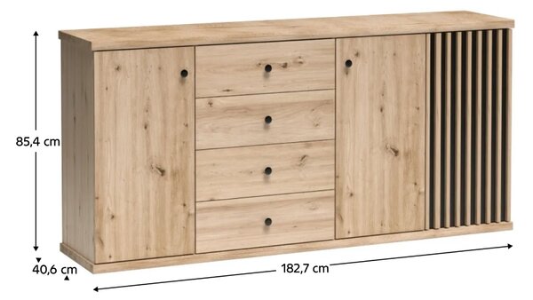 KONDELA Comodă, stejar artisan / neagră, KOLI C-20