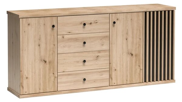 KONDELA Comodă, stejar artisan / neagră, KOLI C-20