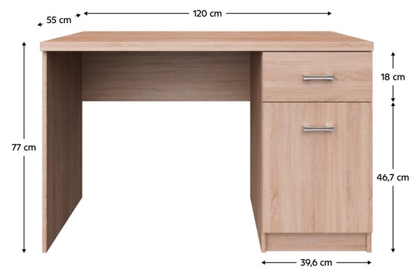 KONDELA Birou PC 1D1S/120, stejar Sonoma, TOPTY TIP 36