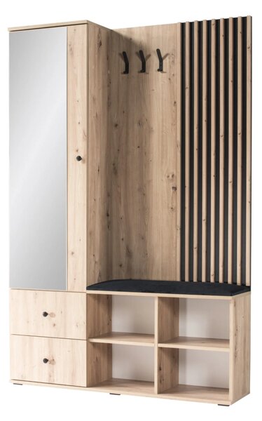 KONDELA Modul pentru hol, stejar artisan / negru, KOLI C