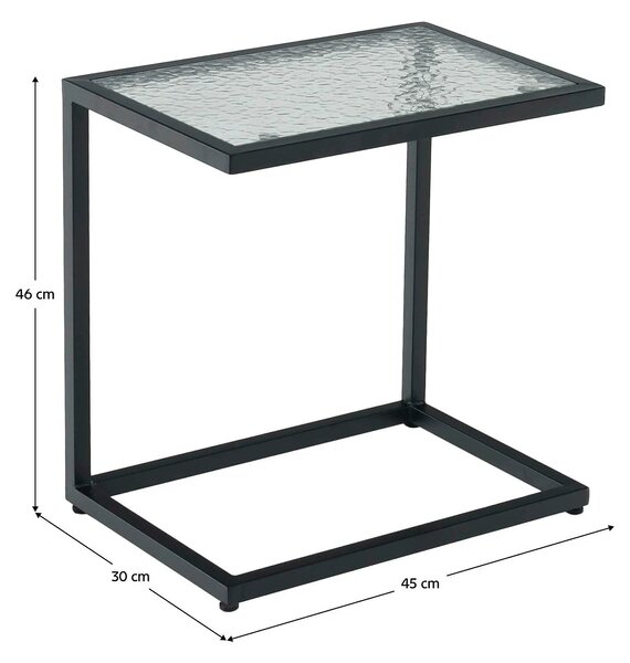 Masuta laterala SELKO, negru, sticla/metal, 45x30x46 cm