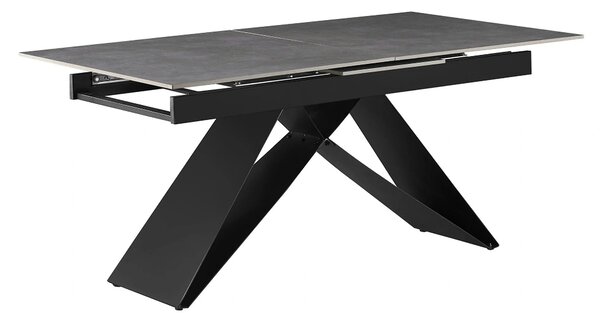 Masa extensibila MAJED, gri beton/negru, ceramica/metal, 160/200x90x75