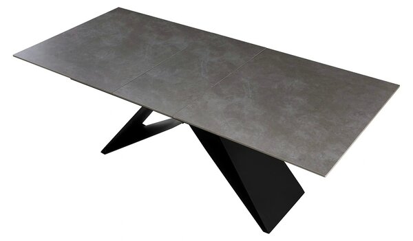 Masa extensibila MAJED, gri beton/negru, ceramica/metal, 160/200x90x75