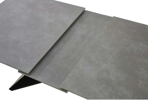 Masa extensibila MAJED, gri beton/negru, ceramica/metal, 160/200x90x75