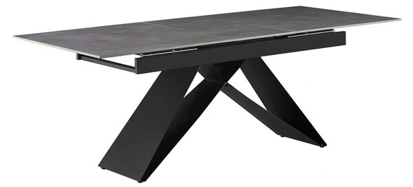 Masa extensibila MAJED, gri beton/negru, ceramica/metal, 160/200x90x75