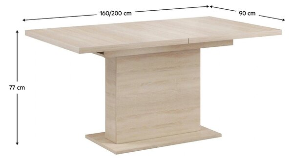 Masa extensibila BOBA, stejar sonoma, 160/200x90x77 cm