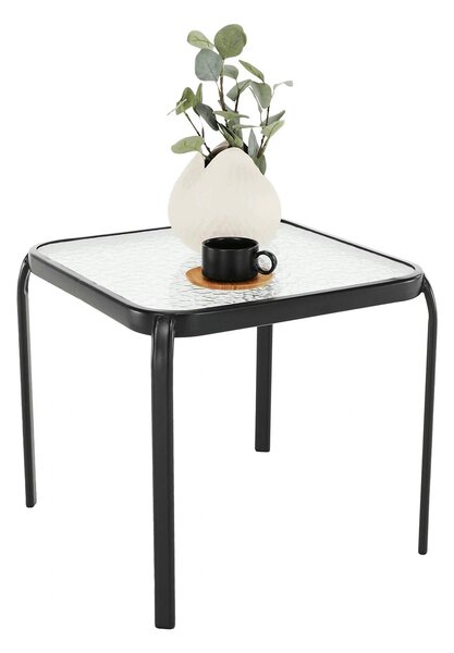 Masuta gradina RAMOL, negru, sticla securizata/otel, 50x50x46 cm