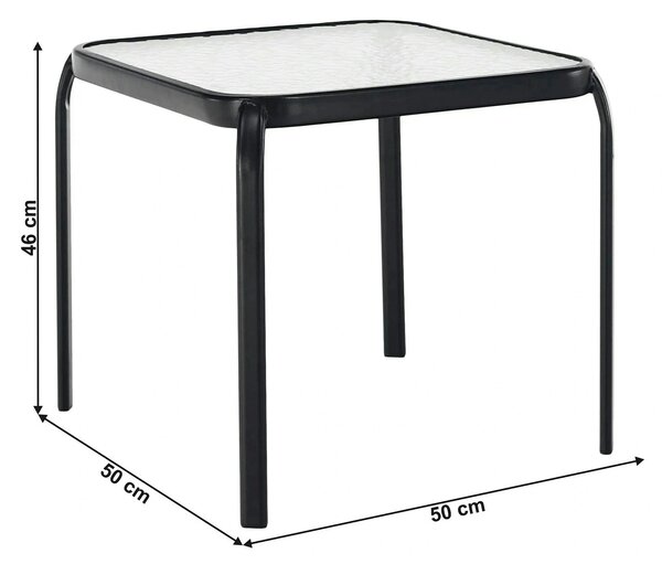 Masuta gradina RAMOL, negru, sticla securizata/otel, 50x50x46 cm