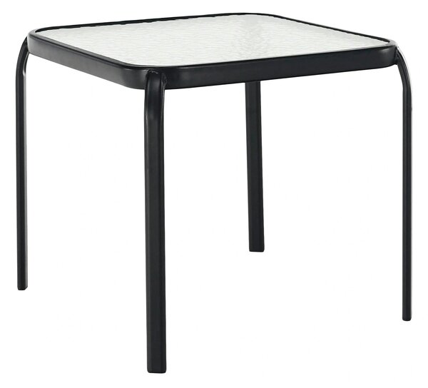 Masuta gradina RAMOL, negru, sticla securizata/otel, 50x50x46 cm