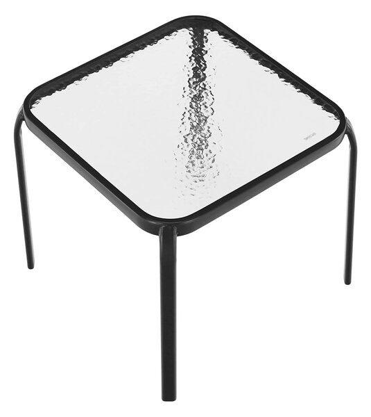 Masuta gradina RAMOL, negru, sticla securizata/otel, 50x50x46 cm