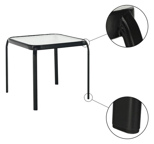 Masuta gradina RAMOL, negru, sticla securizata/otel, 50x50x46 cm
