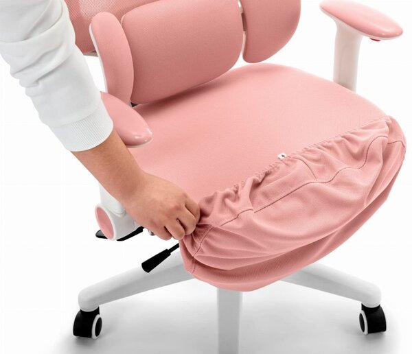 Scaun ergonomic roz pentru copii HC-999 - material textil