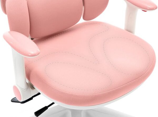 Scaun ergonomic roz pentru copii HC-999 - material textil